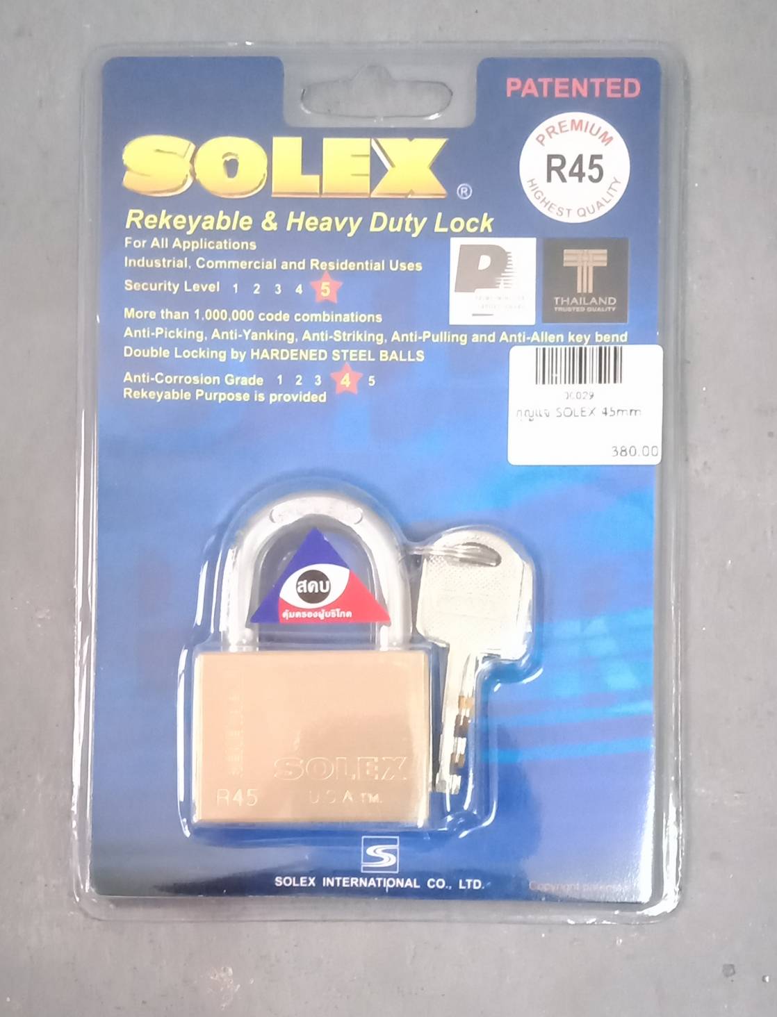 กุญแจ SOLEX  คอสั้น  (อัดแผง)